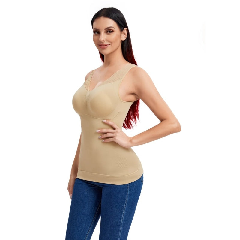 Padded Shapewear Tank Tops Women Tummy Control Smooth Slim Body Shapers Seamless Camisole With