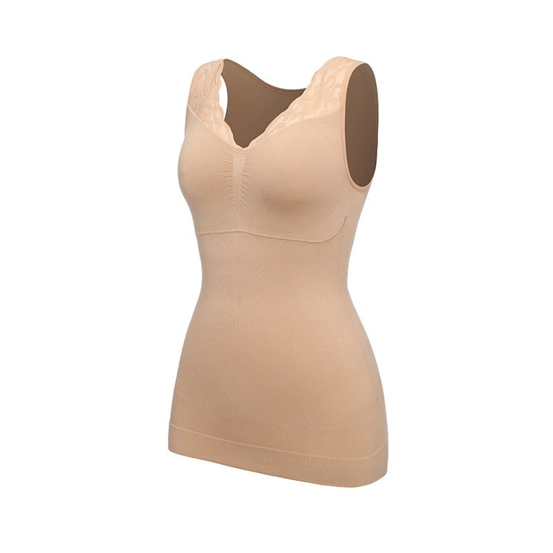 Padded Shapewear Tank Tops Women Tummy Control Smooth Slim Body Shapers Seamless Camisole With