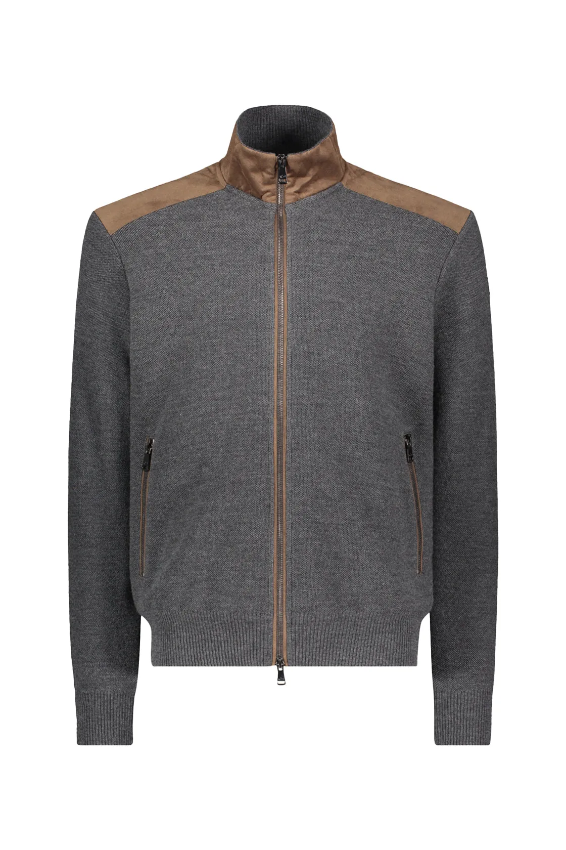 Paul & Shark Full Zip Wool Sweater Charcoal