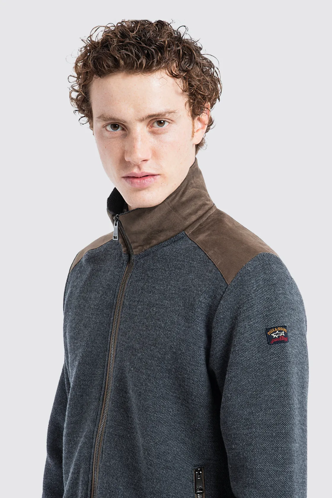 Paul & Shark Full Zip Wool Sweater Charcoal