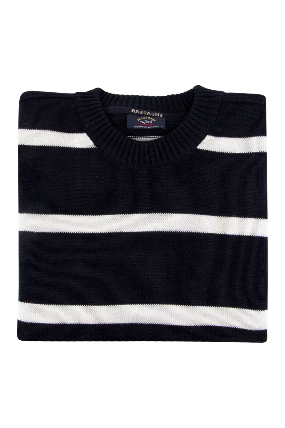 Paul & Shark Pure Wool Stripe Crew Neck Sweater Navy