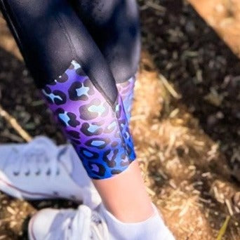 Performance Riding Tights - BLUE with OMBRE PURPLE