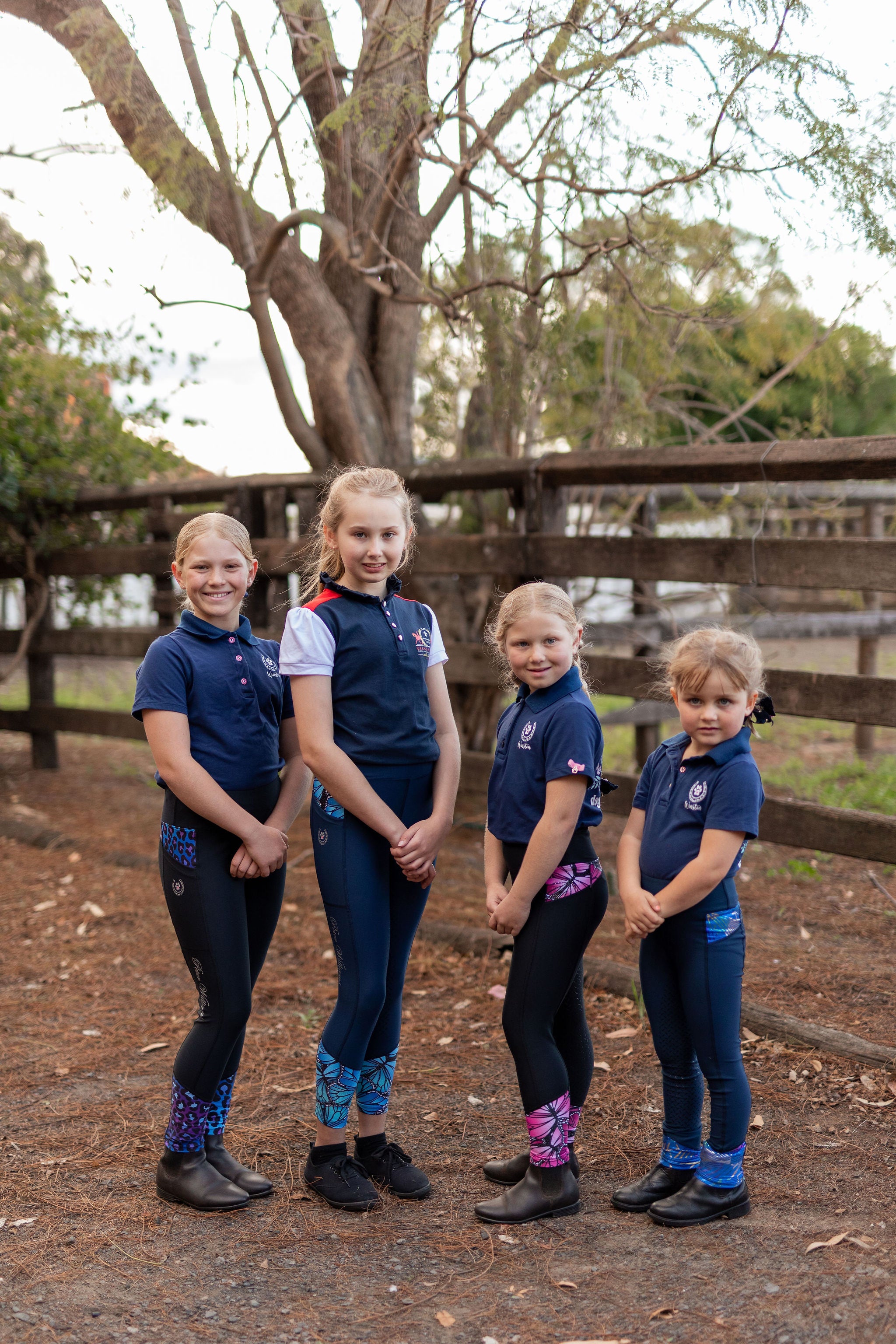 Performance Riding Tights - BLUE with OMBRE PURPLE