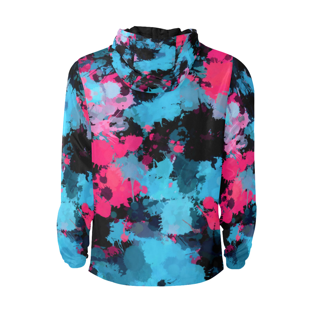 Pink and Blue Paint Splatter Quilted Windbreaker