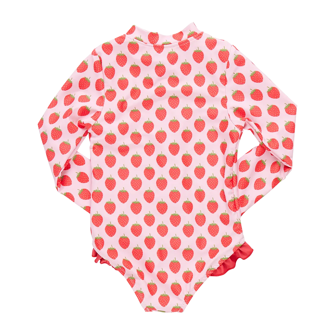 Pink Chicken Baby Girls Arden Rashguard Swimsuit - Strawberries