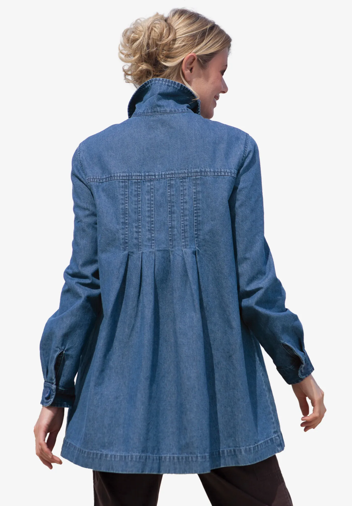 Pleat-Back Denim Jacket