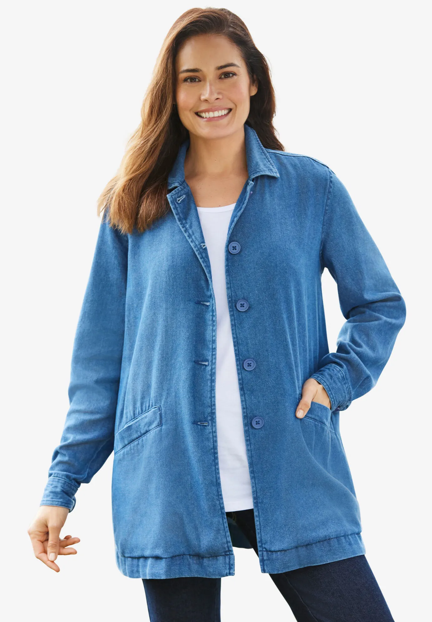 Pleat-Back Denim Jacket