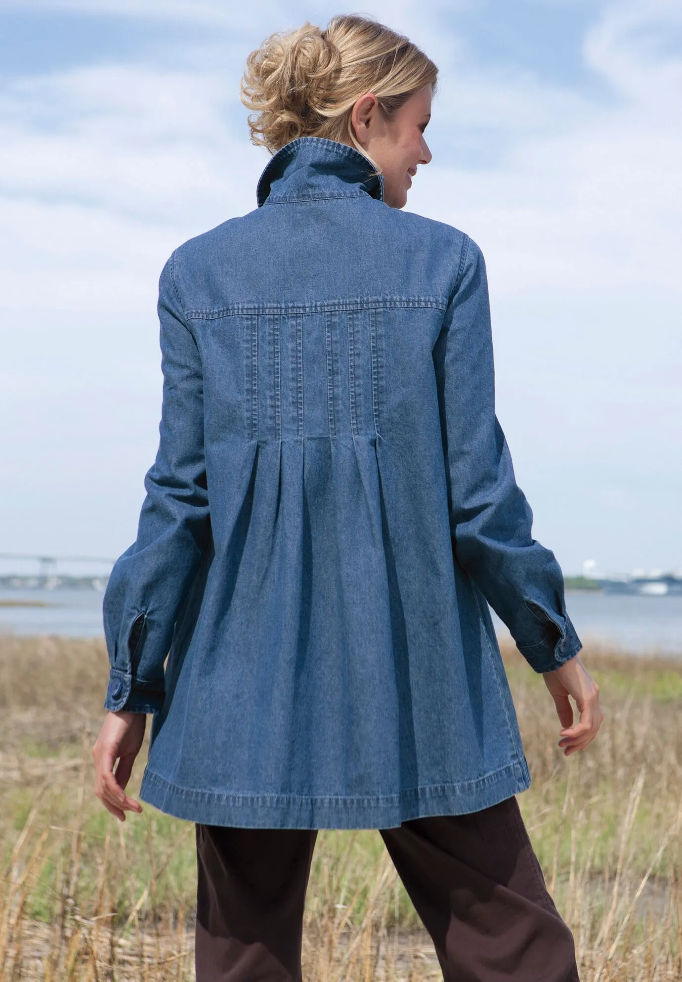 Pleat-Back Denim Jacket