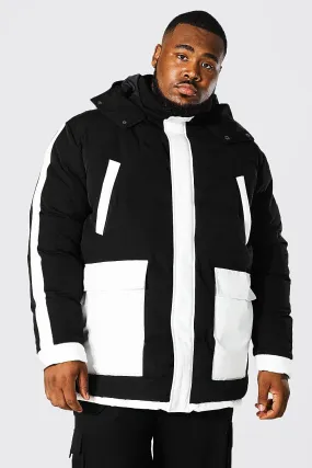 Plus Colour Block Ski Style Padded Parka