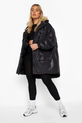 Plus Faux Fur Hooded Parka