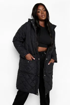 Plus Padded Longline Hooded Parka Coat