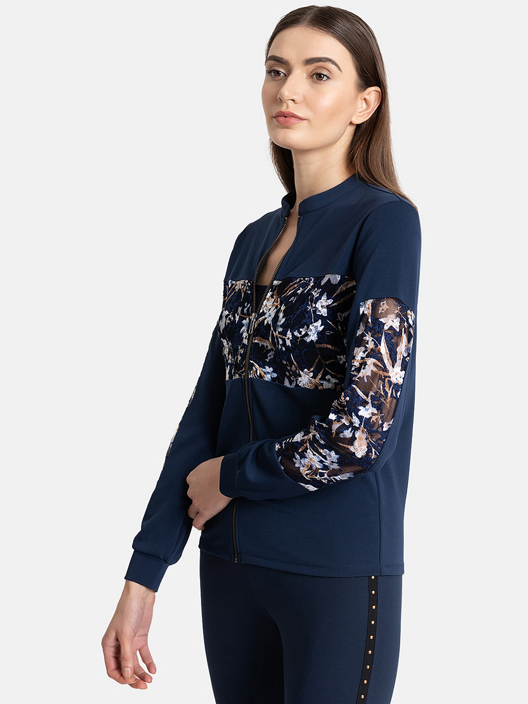 Printed Lace Detail  Jacket