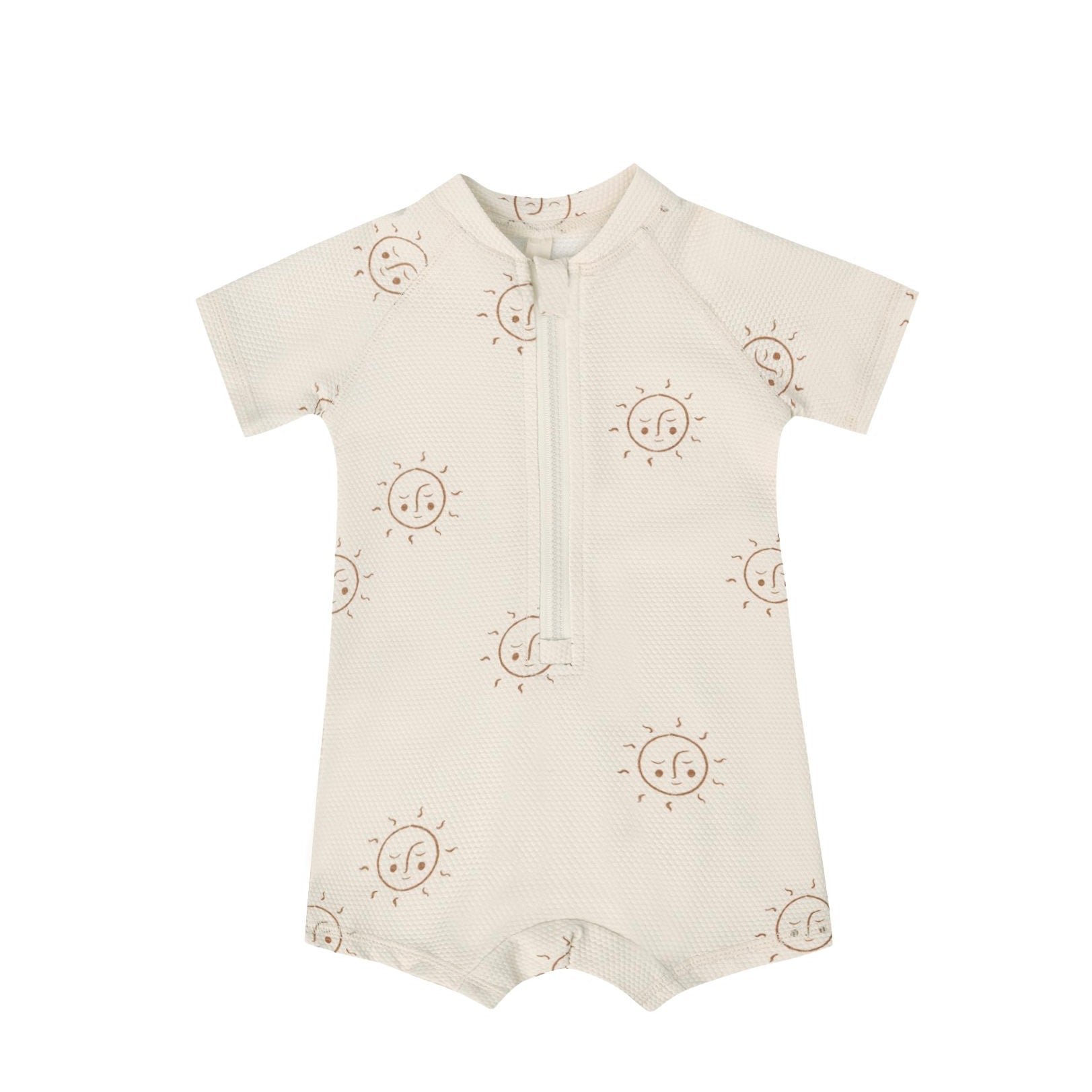 Quincy Mae Boys Zip Rashgaurd - Natural