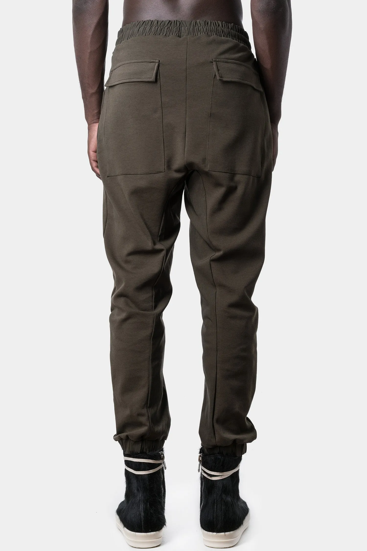 Relaxed drop crotch drawstring pants, Green