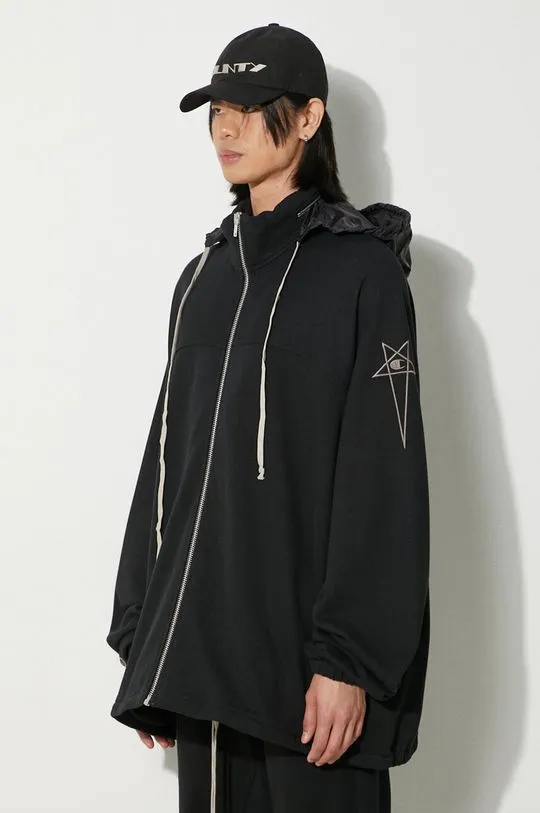 Rick Owens cotton sweatshirt x Champion Jumbo Windbreaker men's black color hooded CM01D0467