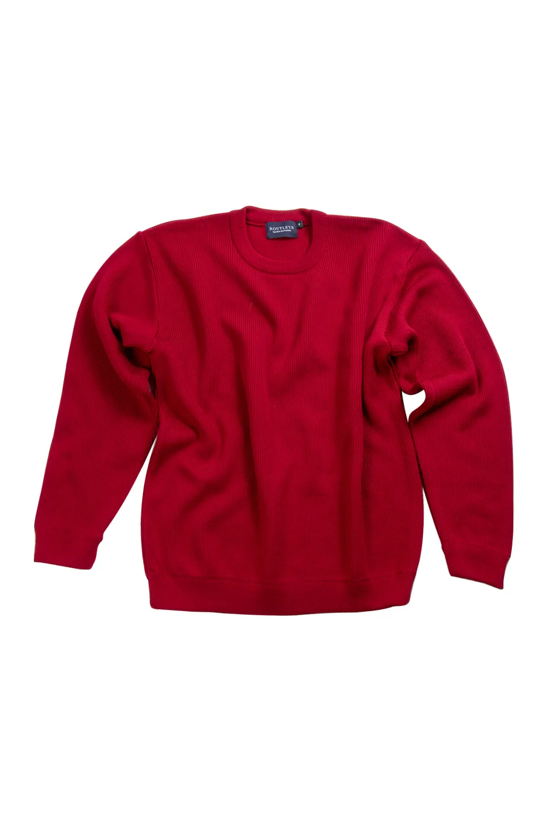 Routleys Fishermans Rib Crew Sweater Red