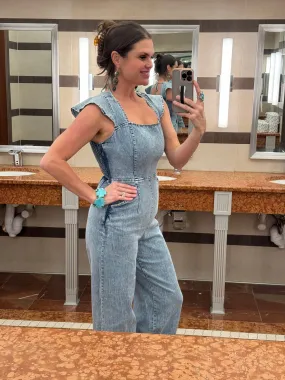 Ruffled Denim Jumpsuit