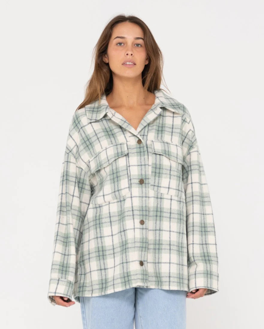 Rusty Stemming Long Sleeve Plaid Overshirt