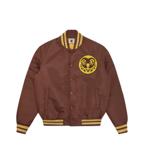 SATIN BOMBER JACKET - BROWN