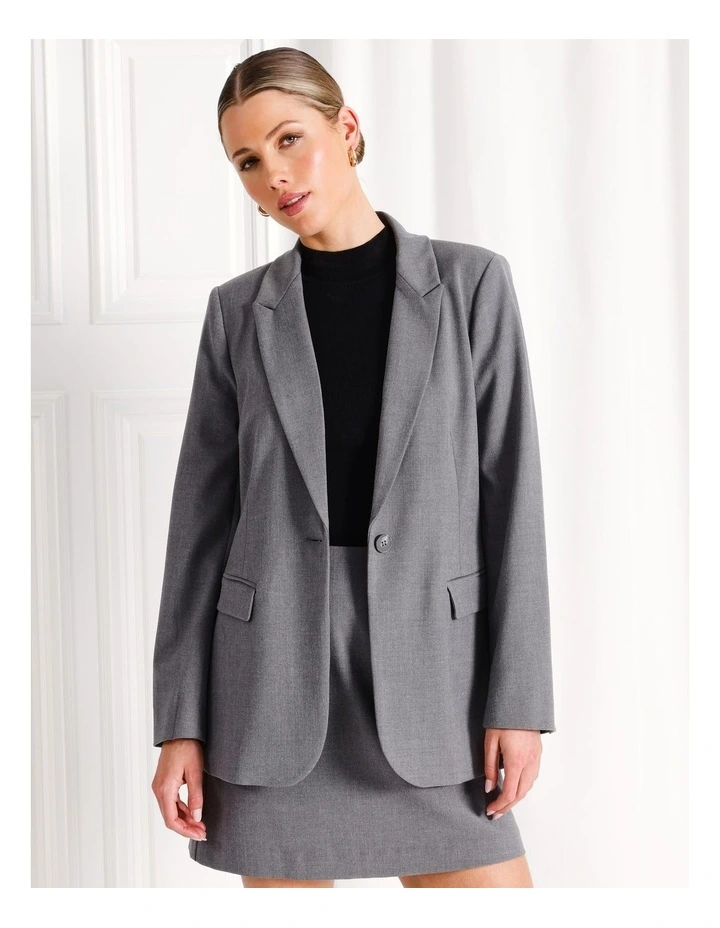 Single Breasted Blazer in Charcoal