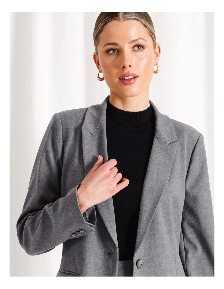 Single Breasted Blazer in Charcoal