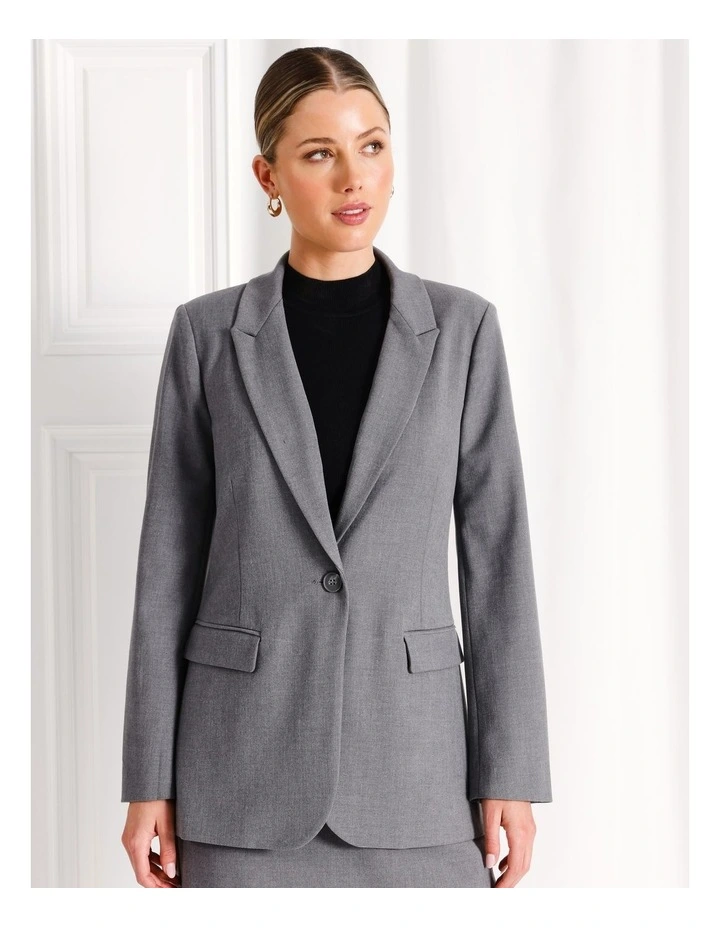 Single Breasted Blazer in Charcoal