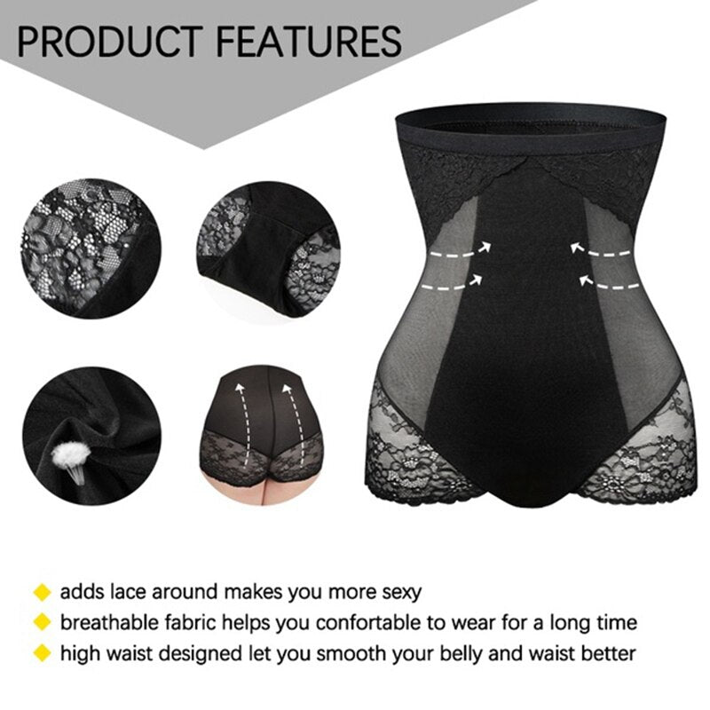 Slimmers High Waist Tummy Control Panties Women Shapewear Mesh Lace Abdomen Flat Body Shaper Butt