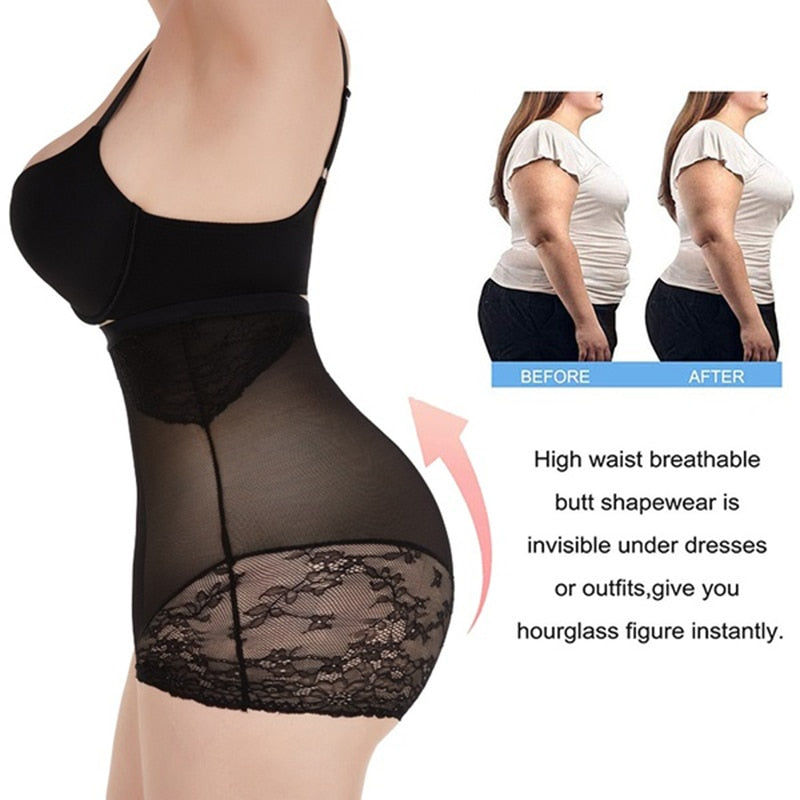 Slimmers High Waist Tummy Control Panties Women Shapewear Mesh Lace Abdomen Flat Body Shaper Butt