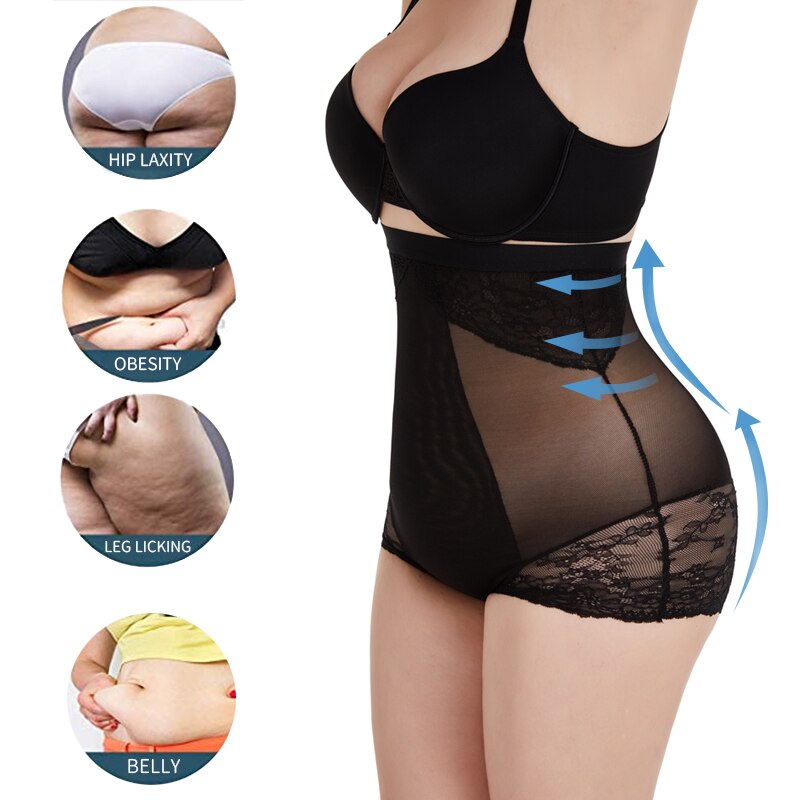 Slimmers High Waist Tummy Control Panties Women Shapewear Mesh Lace Abdomen Flat Body Shaper Butt