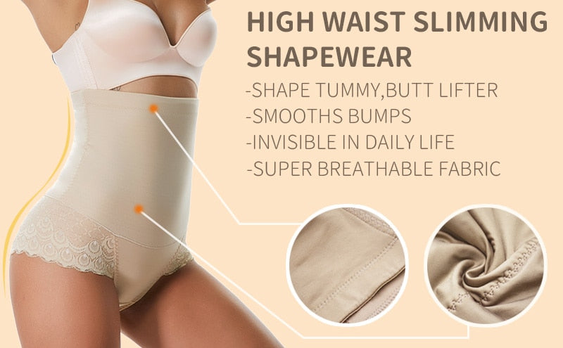 Slimmers High Waist Tummy Control Panties Women Shapewear Mesh Lace Abdomen Flat Body Shaper Butt