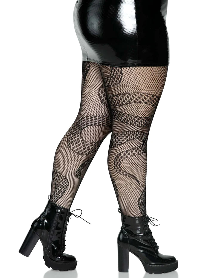 Snake Net Tights-Plus