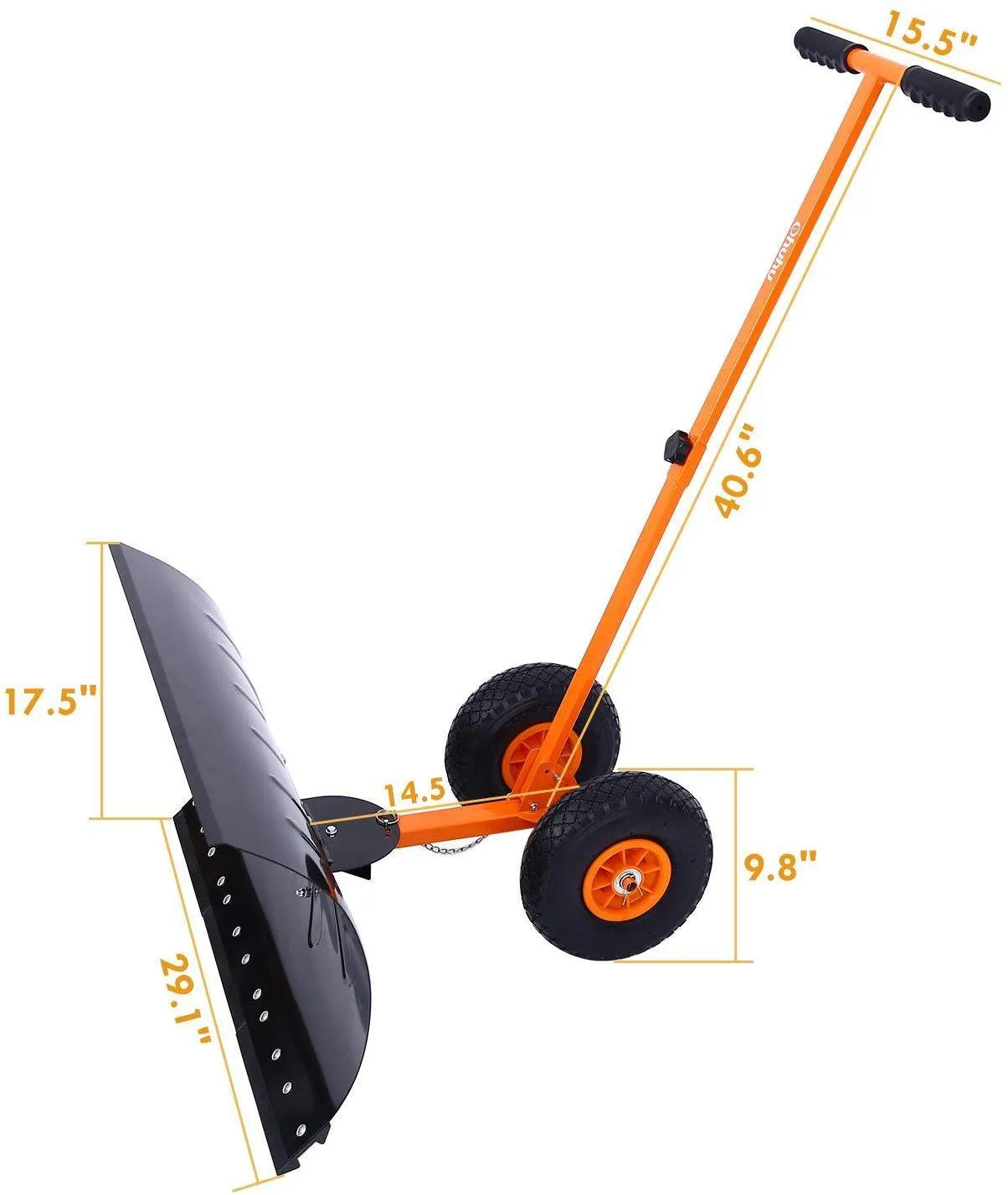 Snow Shovel, Adjustable Wheeled Snow Pusher, Heavy Duty Rolling Snow Plow Shovels