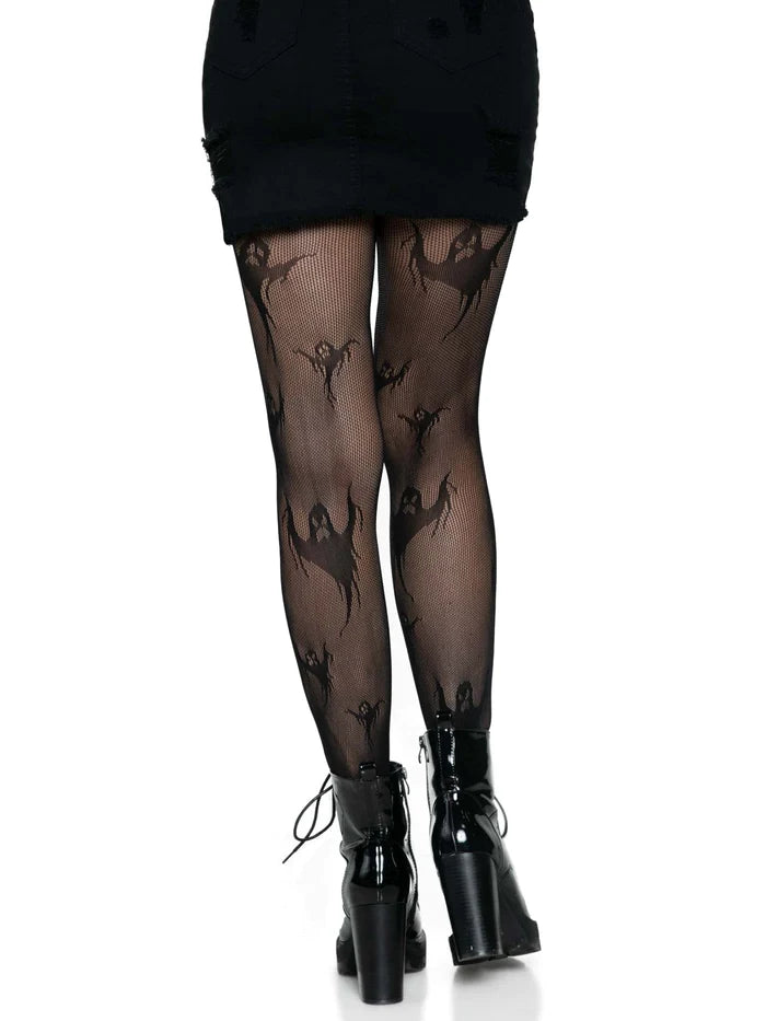 Spooky Ghost Fishnet Tights