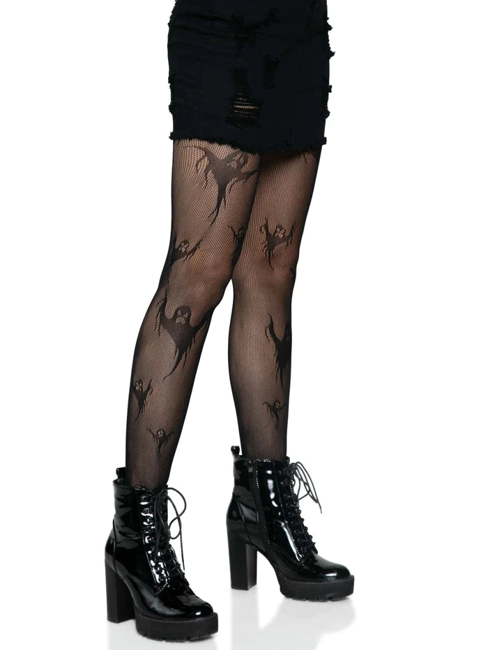 Spooky Ghost Fishnet Tights