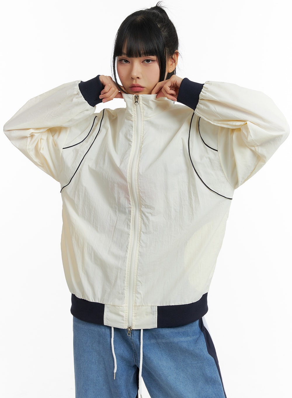 Stand Collar Solid Zipper Windbreaker (UNISEX) CM407