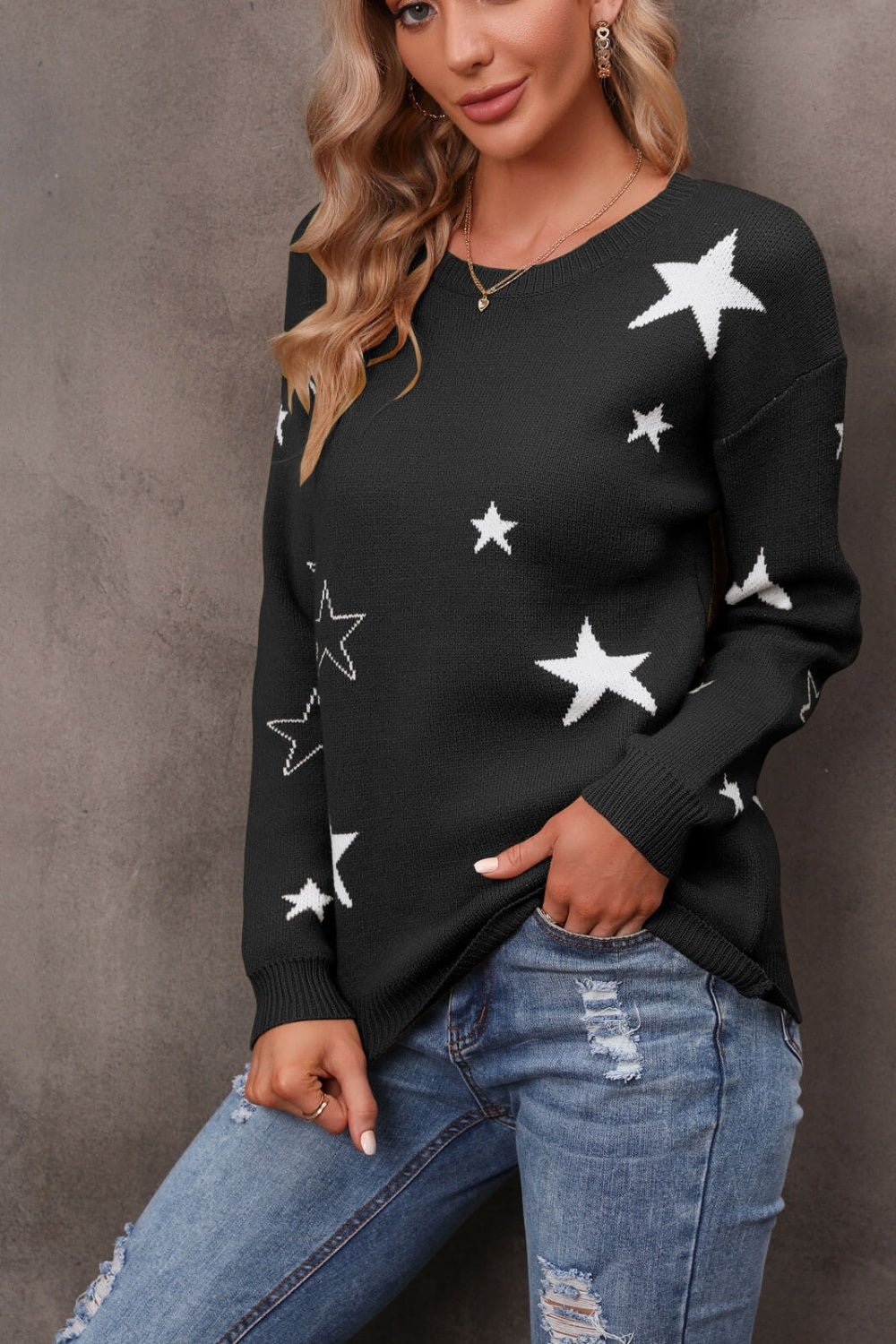 Star Round Neck Sweater