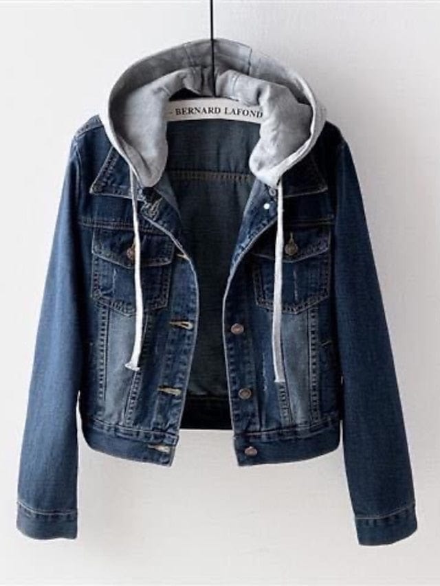 Stay Warm and Stylish with Women's Fall Hoodie Denim Jacket