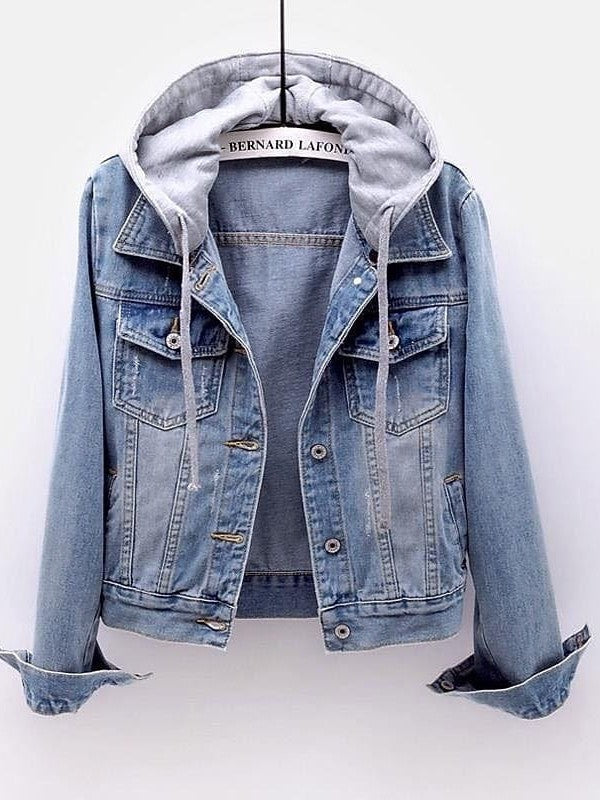 Stay Warm and Stylish with Women's Fall Hoodie Denim Jacket