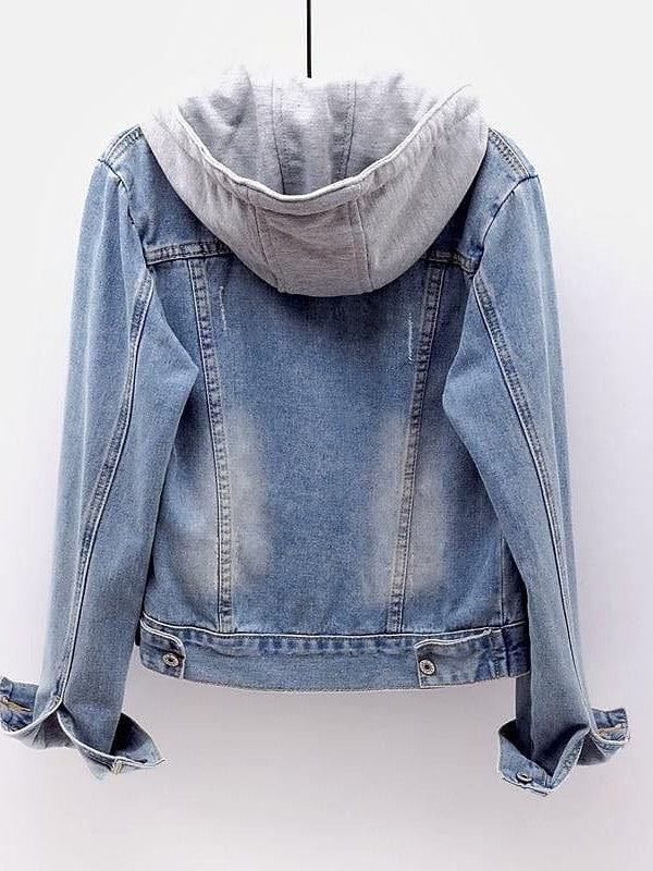 Stay Warm and Stylish with Women's Fall Hoodie Denim Jacket