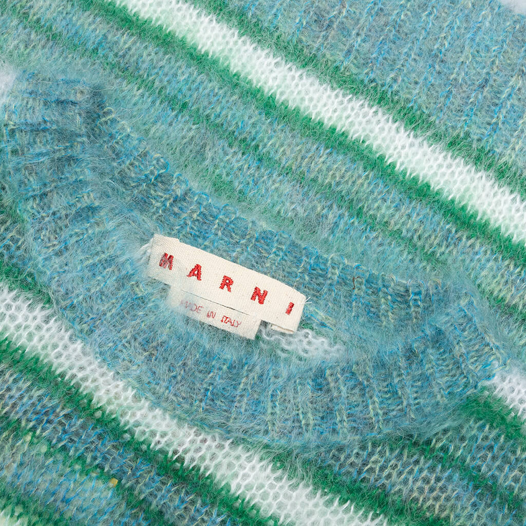 Striped Mohair Sweater - Turquoise