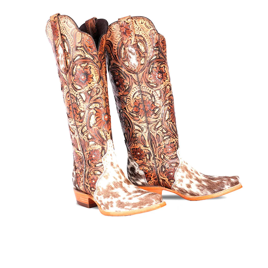 Texas Country Womens Western Boot 818 PELO PINTO CAF / CINCELADO RETRO