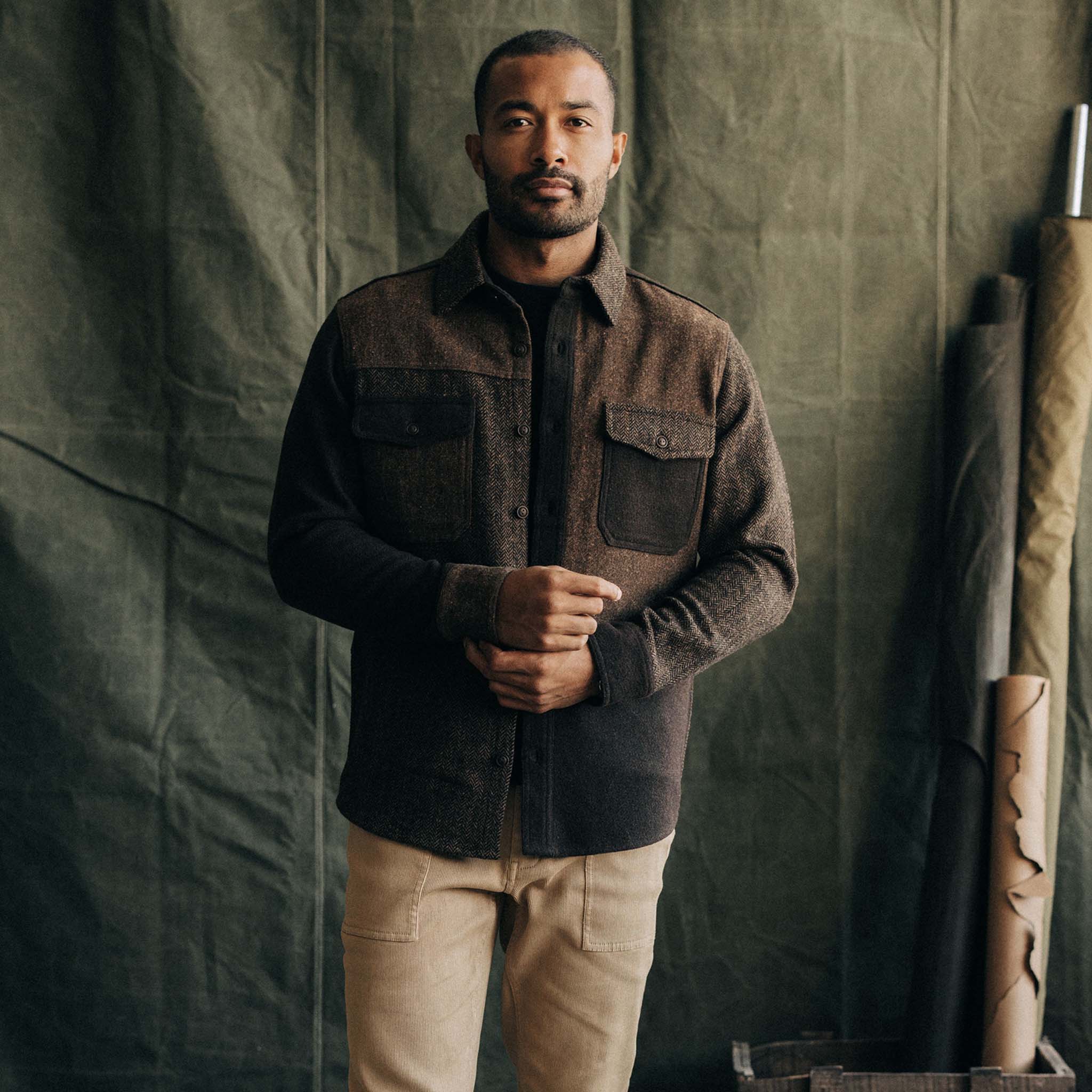 The Patchwork Overshirt in Timber Tweed