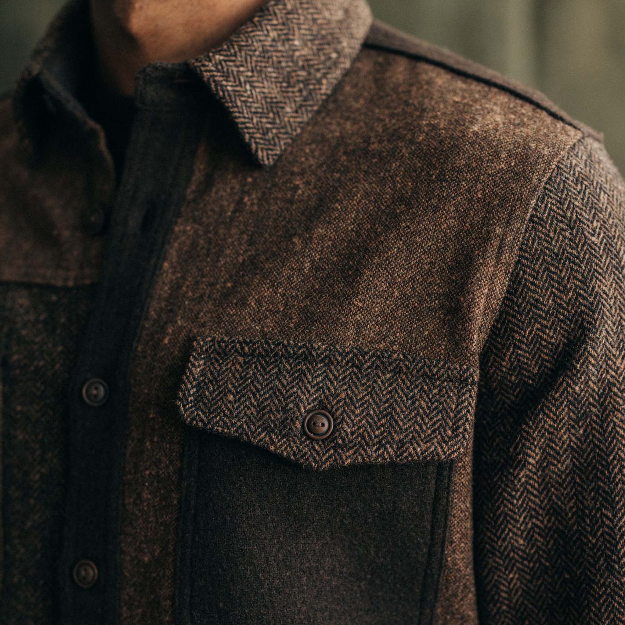 The Patchwork Overshirt in Timber Tweed