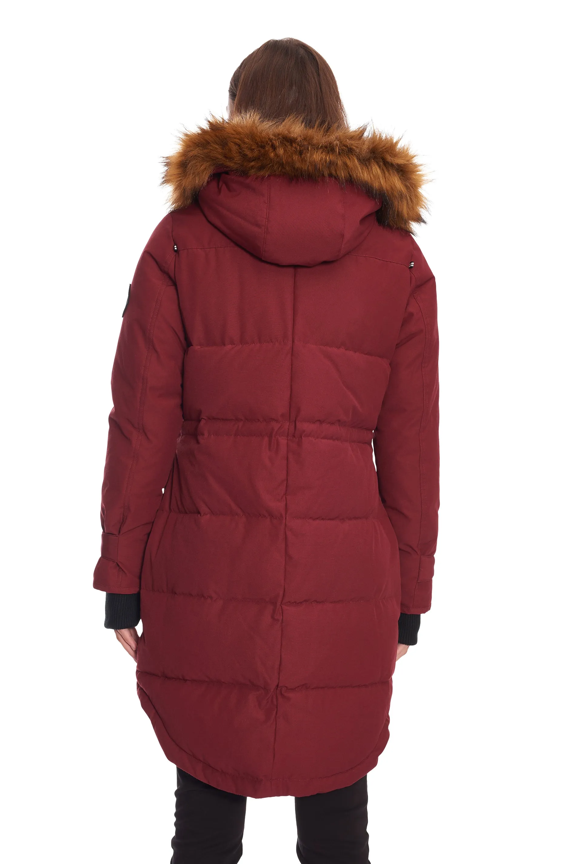 UKON | WOMEN'S VEGAN DOWN (RECYCLED) DRAWSTRING PARKA, OXBLOOD