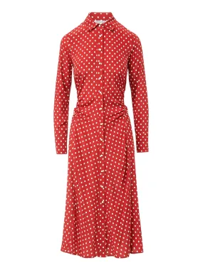 Veronica Beard Lex Dress in Brick Red/Ecru