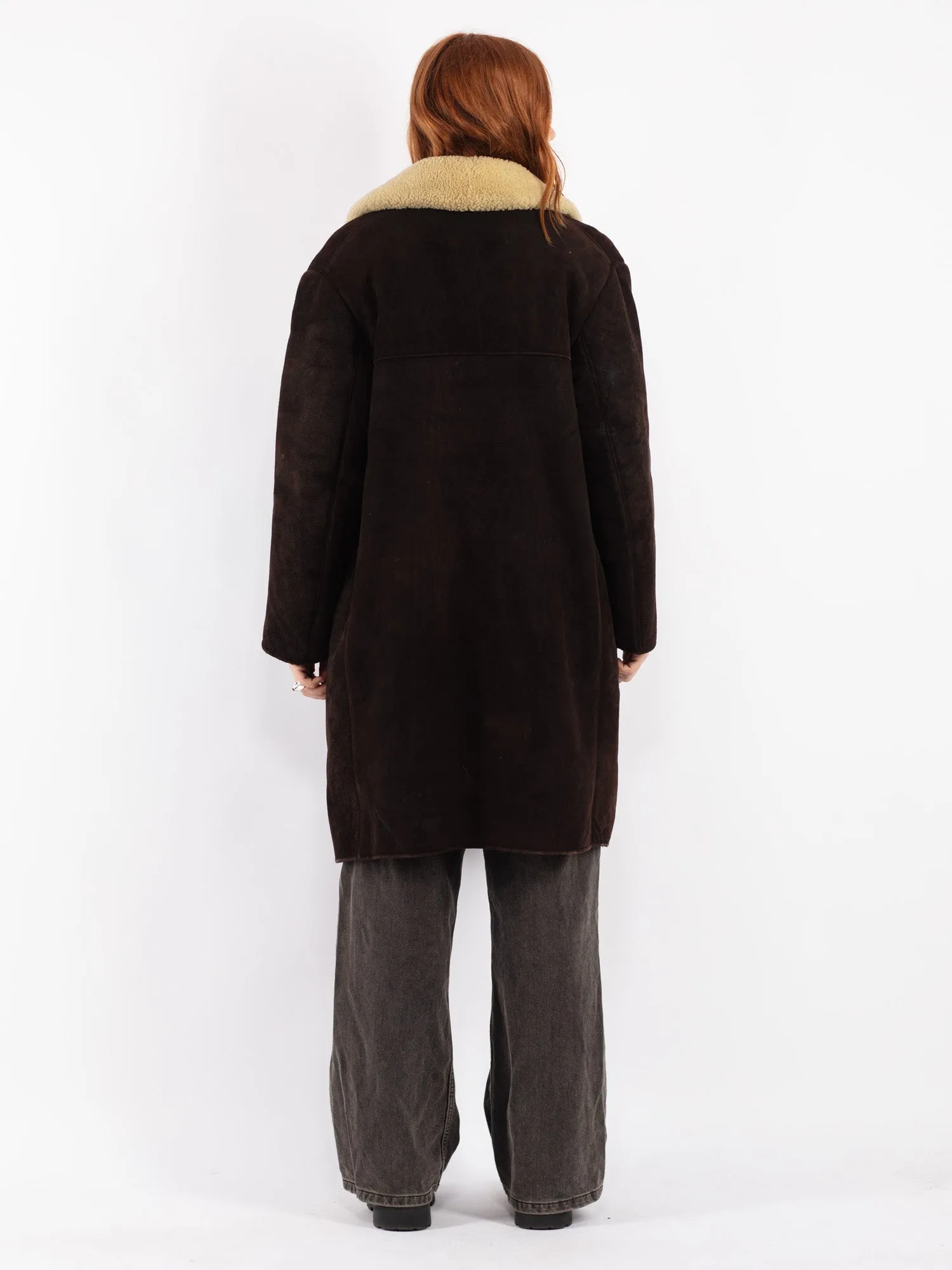 Vintage 70's Women Sheepskin Coat in Brown