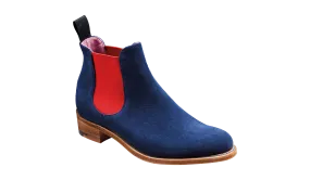 Violet - Navy Suede / Red Elastic Chelsea Boot