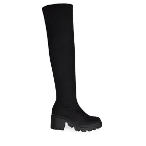 VIVICAN-10 Faux Suede Over The Knee Lug Sole Boot