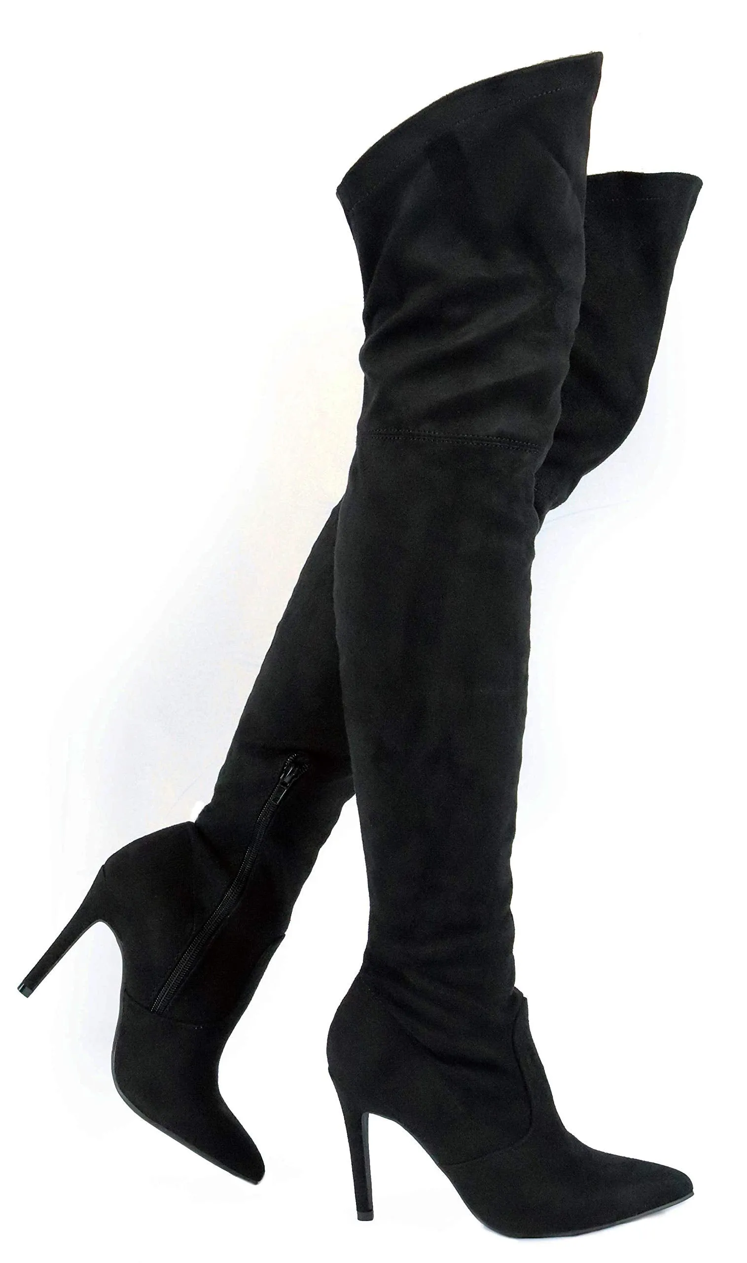 Wild Diva Pointed Toe Over The Knee Sexy Thigh High Pull on Stretchy Elastic Boot