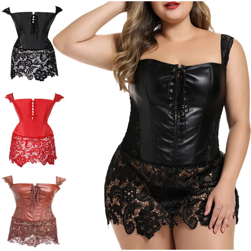 Women's Sexy Front Lace Up Floral Lace Decor Body Shaper Corset